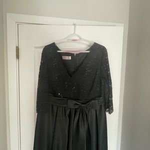 Elegant A line formal dress. Black chiffon with sequined lace top. Worn once.